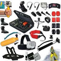 Xtech Black / Silver Edition Accessories Kit for GoPro HERO4 , Hero3+ Hero 3+, Hero 3, Hero 2 (37 Piece)