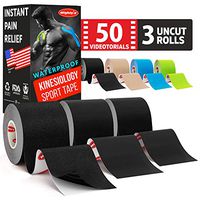 MIGHTY-X * Kinetic Tape for Knees and Shoulders * Comes with 35 Video Guides * Muscle Tape * 3 Uncut Black Rolls * Each Shoulder Tape Roll - 2in*16.5ft