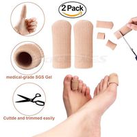 Cuttable & Adjustable Toe Tubes, Stretched Gel Lined Fabric Sleeve Protectors, Soft Moisturizing Silicone Toe Separators Bunions Protectors Bandages Pads Sore Corns Blister Hammertoes Pain (Close, L)
