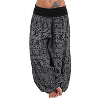 CCatyam Plus Size Pants for Women, Yoga Trousers Wide Leg Print Sexy Loose Casual Fashion Black
