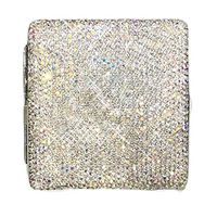 Metal Cigarette Case/Box/Holder Storage Case Portable Cigarette Holder Case for Regular Size, White Rhinestones