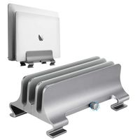 Vertical Laptop Stand(Update Vision), 3 Slots Space-Saving Aluminum Desktop Stand Holder with Adjustable Dock Size, Fit All MacBook, Surface, Chromebook and Gaming Laptops, Gray