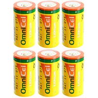 6x OmniCel ER26500HD 3.6V Size C Lithium Standard Terminal Battery For Respirators, RFID Tracking, Asset Tracking, Theft Prevention, Locator Beacons, Intrusion Sensors, Fleet Monitoring