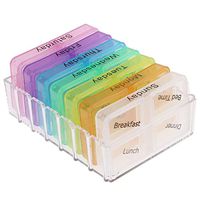 BUYITNOW Portable Pill Boxes 28 Lattice Travel Weekly Medicine Storage Holder Tablet Sorter Container Box