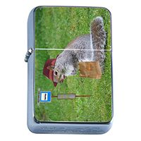 Squirrel Flip Top Oil Lighter S3 Smoking Cigarette Smoker Includes Silver Case