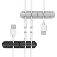 2 Pack Cable Holder - Simr R5 Cord Organizer, [Updated] 6mm Sticky Cable Clips, Adhesive Destop Cable Drop for Charging Home Office Cubicle Car Night Stand, No Smell Desk Accessories, Black + Gray