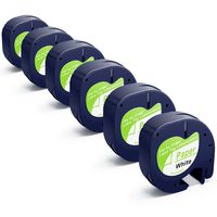 Aitaperste 6 Pack Replacement for Dymo Letratag Refills Self-Adhesive Paper Label Tape Compatible with LetraTag Label Maker 100H, LT-100T Plus, QX50, Black Print on White, 1/2 inch x 13 feet Roll