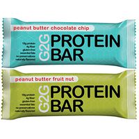 G2G Protein Bars 2 Boxes - Meal Replacement Bar to Support Clean Eating, Gluten Free - One Box Each of Peanut Butter Chocolate Chip and Peanut Butter Fruit Nut, 16 Bars