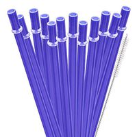 Dakoufish 12 Piece 11 Inch Reusable Plastic Thick Drinking Straws BPA Free Mason Jar Straws Plain Color