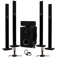 Acoustic Audio AAT3003 Tower 5.1 Home Theater Bluetooth Speaker System with Optical Input and Mics