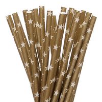 Twinkle Twinkle Little Star Paper Straws (gold with white star, 50)