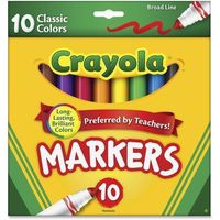 58-7722 Crayola Classic Broadline Markers - 10 ct. - Brown, Purple, Red, Orange, Yellow, Green, Black, Gray, Pink, Blue Ink - 10 / Pack