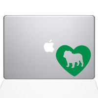 The Decal Guru Heart Bulldog MacBook Decal Vinyl Sticker - 13" MacBook Air - Green (1330-MAC-13A-LG)
