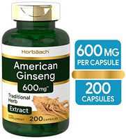 American Ginseng Capsules | 600 mg | 200 Count | Non-GMO, Gluten Free Supplement | Ginseng Root Extract Complex | by Horbaach