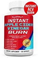 Instant Apple Cider Vinegar Burn Capsules 1300mg Diet Pills for Men and Women Detox Cleanse Booster for Weight Management Premium ACV Capsules 60 Count