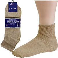 Diabetic Socks Mens Cotton 3-Pack Ankle Beige By DEBRA WEITZNER Size 13-15