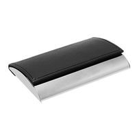 Uxcell Faux Leather Surface Metal Business Card Holder Case, Black