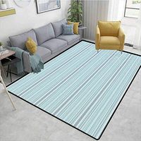 Bigdatastore Blue Plaid Bath Mats Carpet, Sea Waves Theme Zig Zag Sharp Edged Image in Blue Tones Art, Durable Rugs - Living, Dinning, Office, Rooms & Bedrrom, Hallway Carpet(2'x 3')