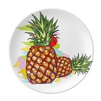 Pineapples Couple Fruit Drawing Dessert Plate Decorative Porcelain 8 inch Dinner Home