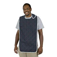 DMI Washable, Waterproof Bib For Adults, Elderly, and Seniors, Extra Long Clothing Protector with Adjustable Strap, Stain Resistant and Reusable,18" x 36", Navy Print