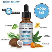 LOGIC REMEDY, The 5 Elements, 3000 mg Hemp Extract Oil, Daily dose of Vitamin D3&K2, Coconut Oil, Turmeric