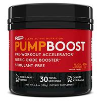 RSP Pump Boost - Stimulant Free Pre Workout & Nitric Oxide Booster, N.O. Boost for Enhanced Pumps, Energy Boost, and Improved Training Endurance, Peach Mango (Packaging May Vary)