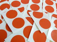 Minilabel 42mm Serrated Edge , Certificate Wafer Company Seal Labels , Stickers For Embossing , Awards & Rewards Matt Red