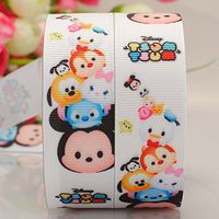 5yards 7/8"22mm White Tsum-tsum Cartoon Printed Gift Grosgrain Ribbon