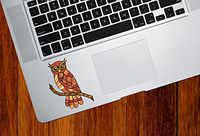 Yadda-Yadda Design Co. Curious Owl - Stained Glass Style - Vinyl Trackpad Decal YYDC (Variations Available) (2.25" w x 3" h, Brown)