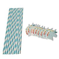MonkeyJack Unicorn Theme Paper Straws Party Coffee Shop Straws Fruit Juice Drinking Straws Cocktail Straws Paper Tableware 12x - #3, 6x197mm