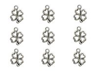 100pcs Four Leaf Clover Lucky Charms Pendents for DIY Crafting Bracelet Necklace Jewelry Making Accessories(Antique Silver)