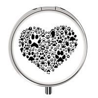 Medicine Storage, Pill Box for Purse, DOTOTER Travel Round Shape Stainsteel Drug Box Easy Take with Mirror - Heart