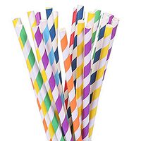 SEADEAR Colorful Multicolor Durable Stripe Pattern Decorative Paper Straws Drinking Straws Paper Straws for Birthdays, Weddings,Party(100 pcs)