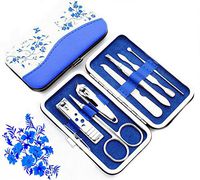 Chinese Nail Clippers, Blue and White Porcelain Nail Cut Sets with Travel Set,Professional Stainless Steel Mens Clippers Nail Set and Angle Nail Clippers Used in Finger for Man and Women (Blue&White)