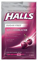 HALLS Sugar Free Black Cherry Flavor Menthol Drops, 25 Per Bag (Pack of 7)