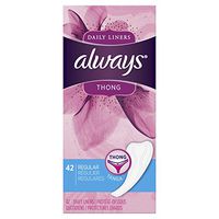 Always Thong Daily Liners Regular Unscented, 42 Count