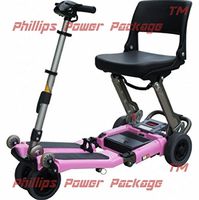 Free Rider USA - Luggie Standard - Compact Lightweight Foldable Scooter - 4-Wheel - Pink - Phillips Power Package TM - to $500 Value
