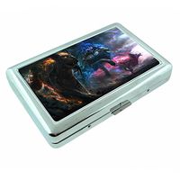 Fantasy Animal God Em1 Hip Silver Cigarette Case Id Holder Metal Wallet 4" X 2.75" RFID Protection