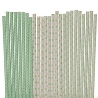Mint Green Paper Straw Mix - Polka Dot, Damask, Quatrefoil (25)
