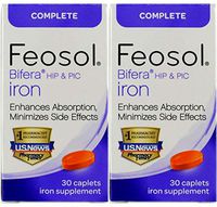 Feosol Complete with Patented Bifera Iron Caplets, 30Count, 2Count
