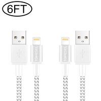 TOPESEL Phone Charger 2 Pack 6 Feet Extra Long Nylon Braided 8 Pin Lightning to USB Cable Syncing Fast Charging Cable Cord Compatible iPhone iPad Mini More