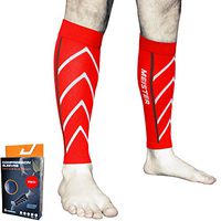 Meister Graduated 20-25mmHg Compression Running Leg Sleeves for Shin Splints (Pair) - Red - Large