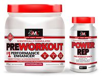 Advanced Molecular Labs Preworkout Stack, Watermelon Powder 18.34oz 520 Grams & Power Rep 60 Caps Train Harder, Train Longer - with 8g Citrulline Malate, 5g Creatine and 2.5g Betaine
