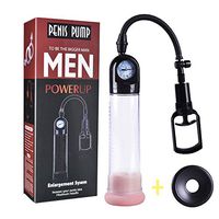 Men's Manual Hand-held Vacuum Pump Muscle Training Device with Two Silicone Rings- Pressure Gauge