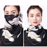 3pcs Floral Chiffon Face Shield Mask Earloop Respirator Bandanas Multi-Functional Neck Gaiter Breathable Scarf Bandana Sun Protection for Women Girls Outdoor Dust, Pollen Prevention (Style 5)