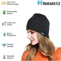SINNESKY Bluetooth Beanie, Gifts for Men and Women, Wireless Beanie Music Hat with V5.0 Built-in HD Stereo Speakers & Microphone for Outdoor Sports, Christmas Birthday Thanksgiving Day Gift(Dark-Gray)