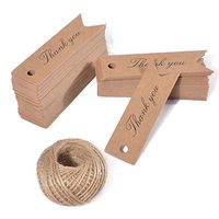 Thank You Gift Tags,100PCS Kraft Paper Tags with 100 Feet Jute Twine,Small Gift Wrap Tags for DIY Crafts,Wedding,Christmas,Thanksgiving (Brown)