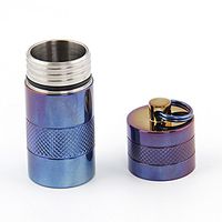 Titanium Storage Case Portable Waterproof Mini Titanium Pill Case Medicine Drugs Keychain Pill Container Box Outdoor (Ta6105-BL)