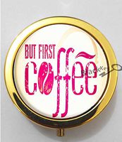 BlackKey OK But First Coffee 3-Compartment Decorative Pocket Gift Box Case Organizer for Pill, Color 2 -878