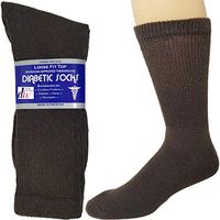 Diabetic Socks Mens Cotton 12-Pack Crew Brown By DEBRA WEITZNER Size 13-15